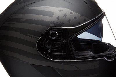 TORC T14B BLUETOOTH INTEGRATED MAKO FULL FACE HELMET WITH FLAG GRAPHIC (FLAT BLACK, SMALL)