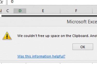 Method To Excel We Couldn’t Free Up Space on Clipboard Error