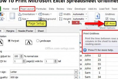 Print MS Excel Spreadsheet Gridlines - Www.office.com/setup365