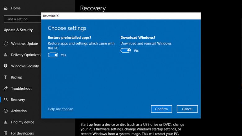 Perform Factory Reset on Window 10